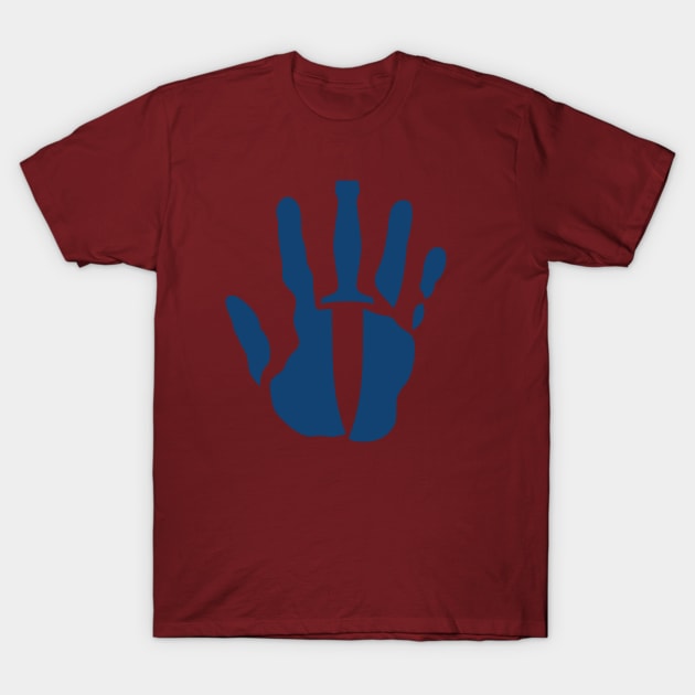 blue hand no seal T-Shirt by OPKM